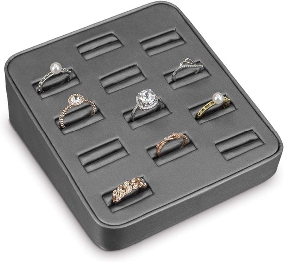 Steel Faux Leather Trim Ring Display