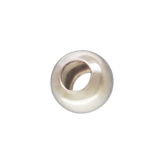 2.0mm Bead Light 0.9mm Hole, Sterling Silver. Made in USA. #5001202