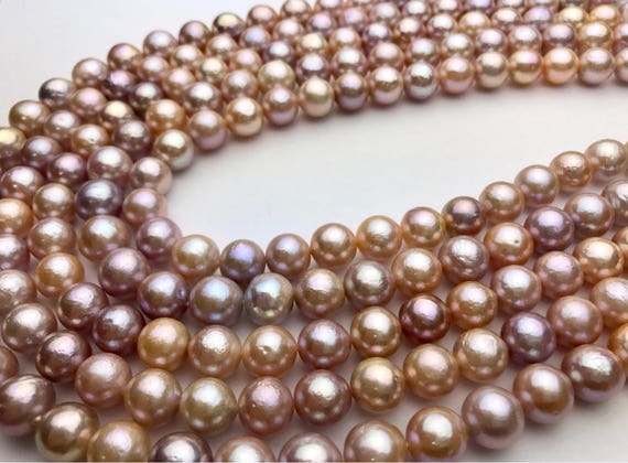 Edison pearl necklace, AA1 quality, pink/multicolor 10-11mm