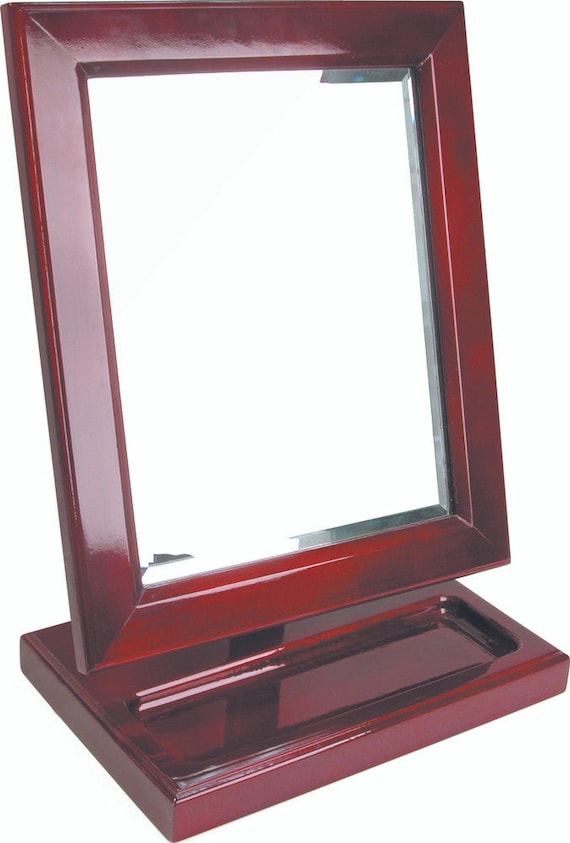 Wooden Frame Mirror w/ Tray