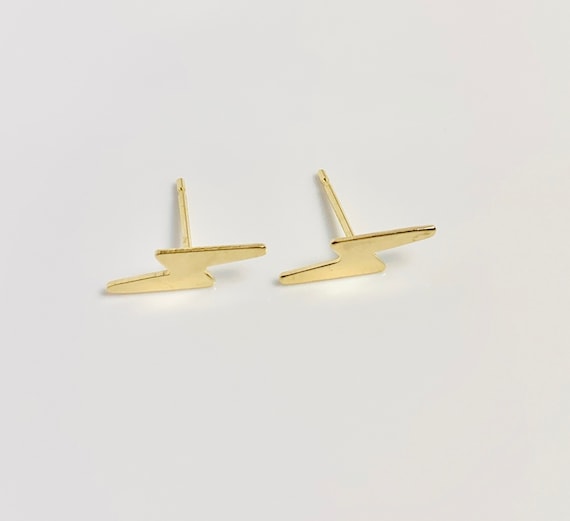Lightning Earrings, 14k Gold, stud earrings, 203-020-2