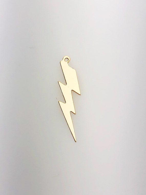 14K Gold Fill Lightning Bolt Charm w/ Ring, 7.0x27.0mm, Made in USA - 379