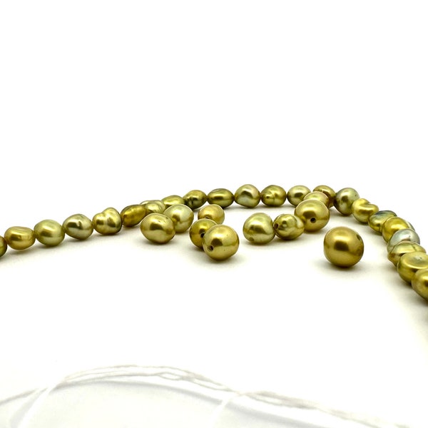 Tahitian Keshi Green Pistachio Pearls