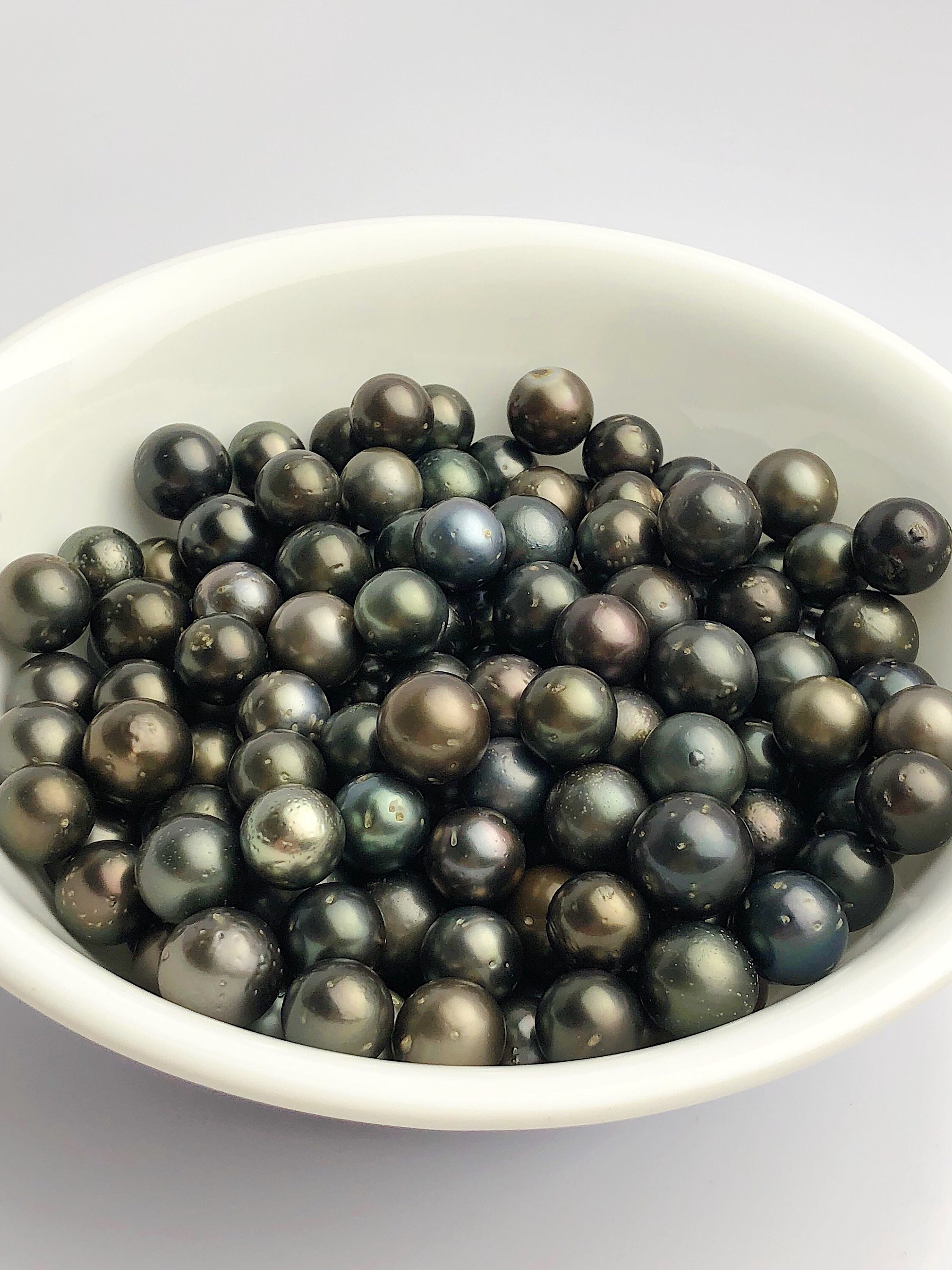 12 pcs, Tahitian Pearls, Round, Dark, 1212.9mm, Loose Pearls, Round, A