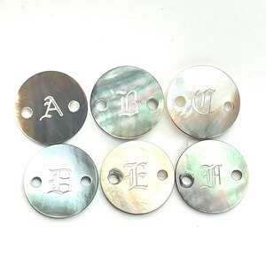 Abalone Mother of Pearl coin letters A - Z