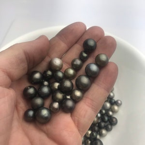 30 pcs, Round/Semi-Round/ Oval Tahitian Pearls, A, 7mm to 11mm, Imported from Tahiti image 7