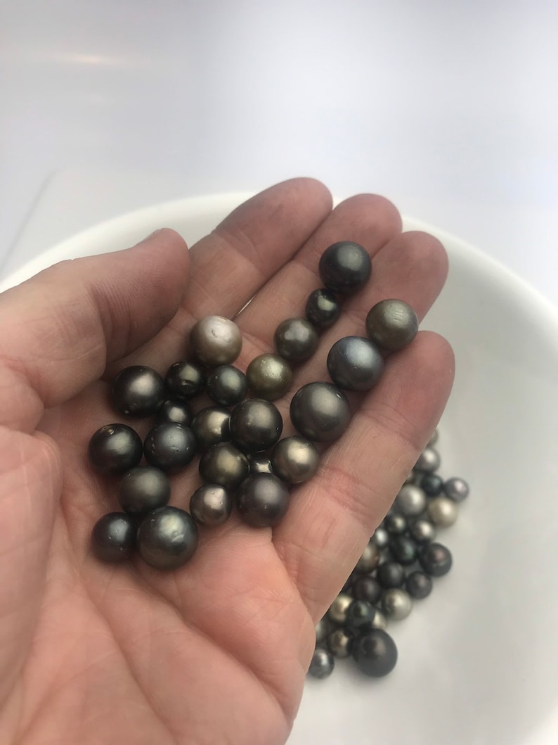 30 pcs, Round/Semi-Round/ Oval Tahitian Pearls, A, 7mm to 11mm, Imported from Tahiti image 7