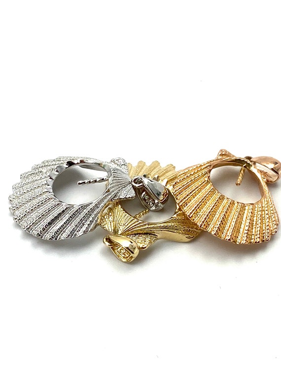 14K solid white gold, yellow gold and rose gold sea shell bail, SKU#TP-082