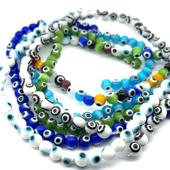 Evil eye beads, 8.1mm thick, SKU#M3162
