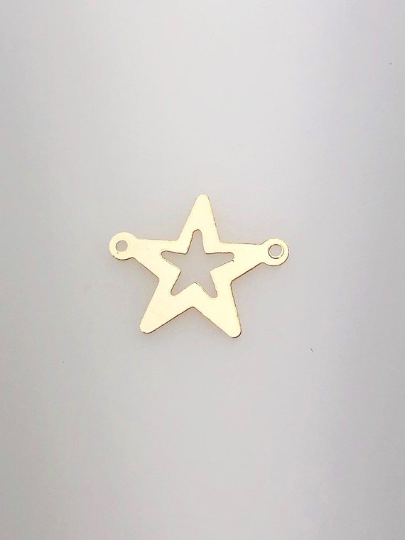 14K Gold Fill Star Charm w/ 2 Rings, 16.5mm, Made in USA - 62