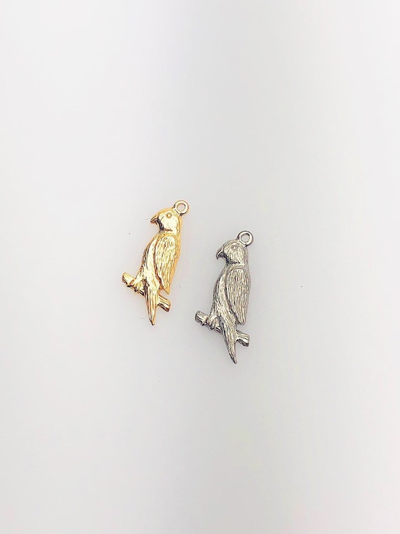 14K Solid Gold Parrot Charm w/ Ring, 6.4x15.9mm, Made in USA (L-28)