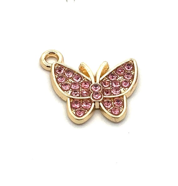 Stunning pink Cubic Zirconia butter fly charm, SKU# M3101