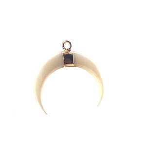 Natural White Shell Mother of Pearl Shell Pendants, Gold Plated On Zinc Alloy, Crescent Moon/Double Horn, Sku#M334