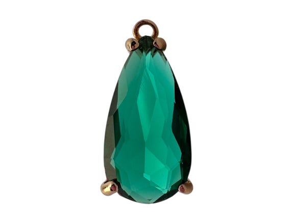 Emerald green tear drop crystal charm, M2152Egreen