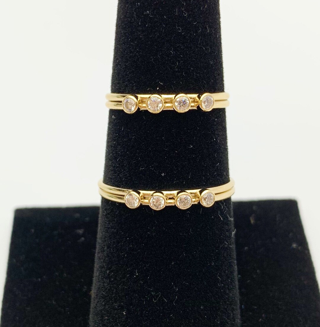 14k Gold Filled 2.3mm Cubic Zirconia Stacking Ring - Etsy
