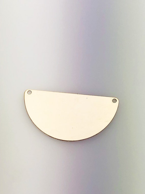 14K Gold Fill Half Circle Tag Charm w/Holes, 39x19.3mm, Made in USA - 2635P2