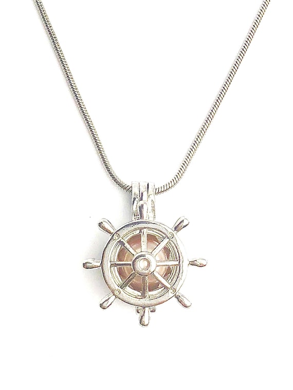 Captain Wheel Cage Pendant Sterling Silver for 5mm to 7.5mm Loose Pearl (CP100)