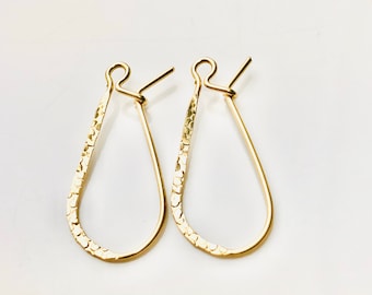 Beautiful 14KGF Flat Textured ear wire , 14K gold filled , sku# 756-25 MM FLAT TXT