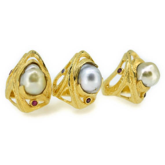 South Sea Pearl, Silver Rings, Pearl Size 19mm to 13mm (134)