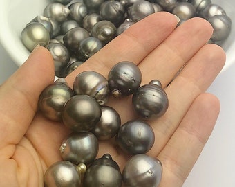 Extra Big 10 pcs, Medium-Dark Silver Tahitian Pearls, Natural color, Loose Pearls, Assorted Shapes, 15-17mm (818)