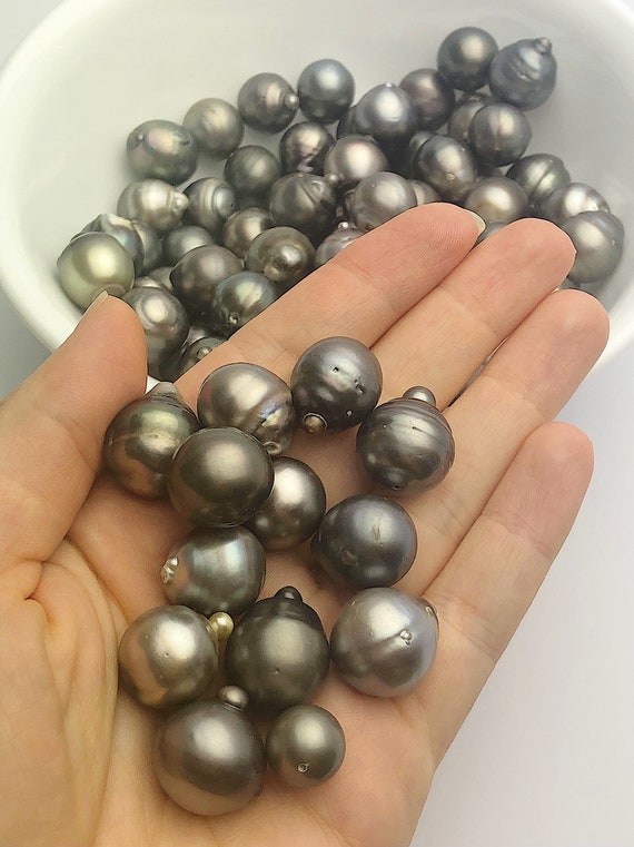 Extra Big 10 pcs, Medium-Dark Silver Tahitian Pearls, Natural color, Loose Pearls, Assorted Shapes, 15-17mm (818)