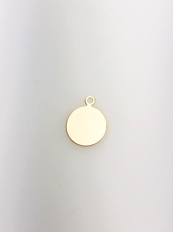 14K Gold Fill Circle Tag Charm w/ Ring, 12.7mm, Made in USA - 823