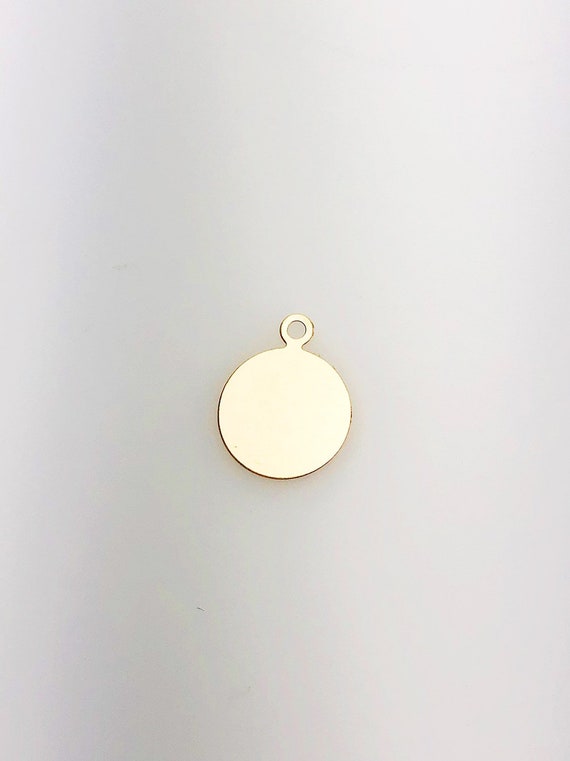 14K Gold Fill Circle Tag Charm w/ Ring, 12.7mm, Made in USA - 823