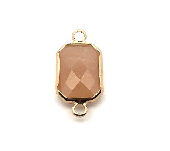 Peach rectangle crystal charm, SKU#M209