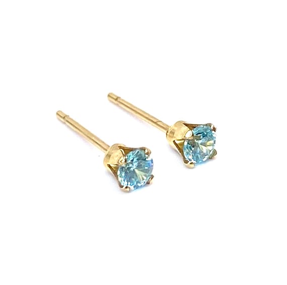 14K Gold Filled, 3.0mm Aquamarine Snap-In Post Earring, 14KGF