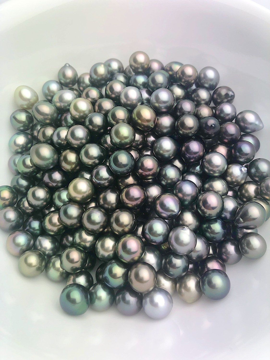 Multicolored Tahitian Natural color, Loose Pearls, Near Round, 9mm9