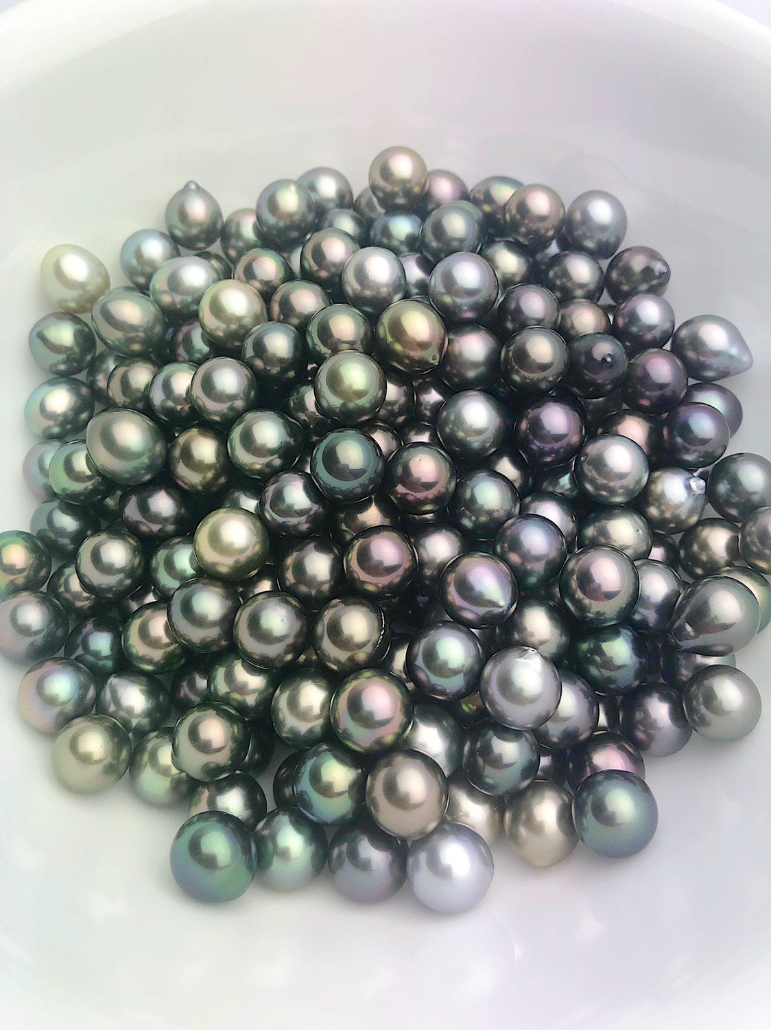 Multicolored Tahitian Natural color, Loose Pearls, Near Round, 9mm-9 ...