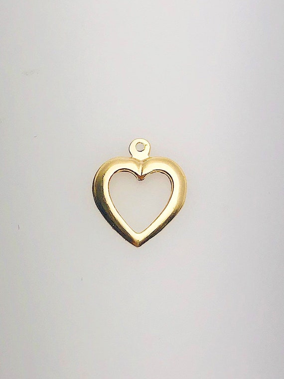14K Gold Fill Cut Out Heart Charm w/ Ring, 10.3x12.7mm, Made in USA - 107-C