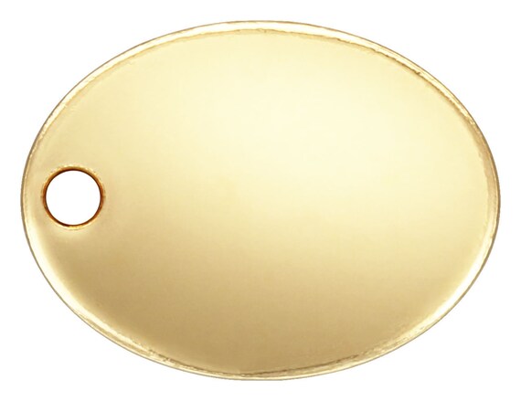 Oval Quality Tag (7.3x5.5mm) 0.8mm Hole, 14k gold filled. Made in USA. #4003770