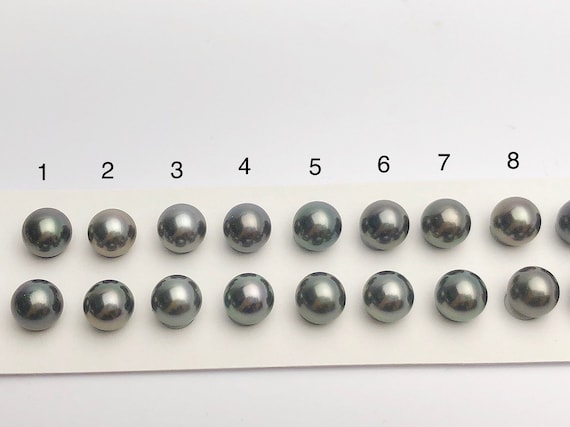 Tahitian Loose Pearls, Round AAA, Gray & Black Multi Colored Matched Pairs, 8-9mm, #653