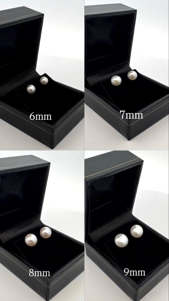 Freshwater Button Shape Pearl Earrings, Stud Earrings, CLOSEOUT SALE