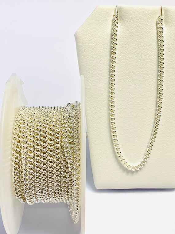 3 mm Curb Chain Silver. Made in USA. S 63