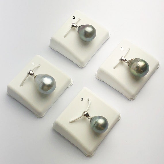 12-14mm Tahitian Pearl Pendants on 925 Sterling Silver (492 No. 1-4)