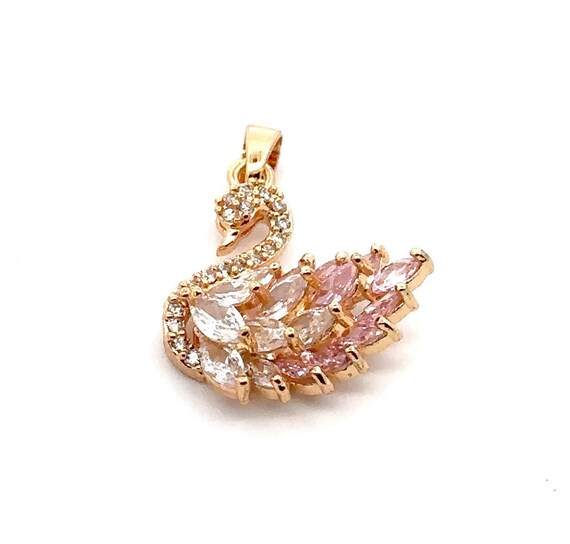 Pink cubic zirconia swan, SKU#M3118