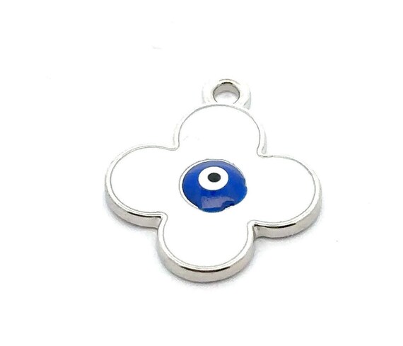 Devil eye four leaf clover, silver plated,SKU#M3141