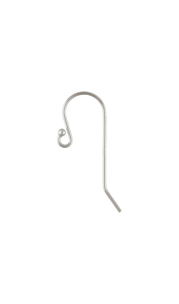 Ball End Ear Wire 12.0x25.0mm (0.66mm) AT, Sterling Silver. Made in USA. #5006394
