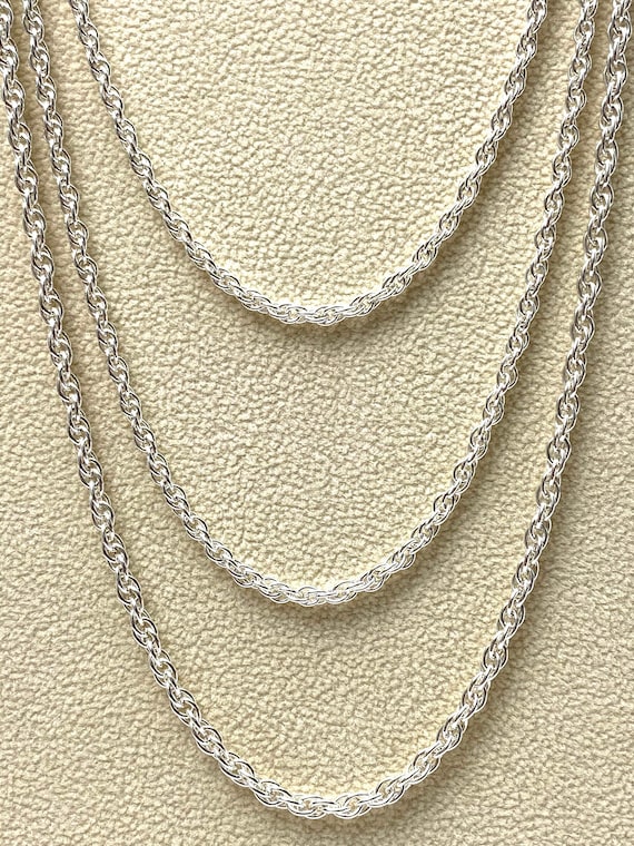 Thin double rope chain necklace sterling 1mm