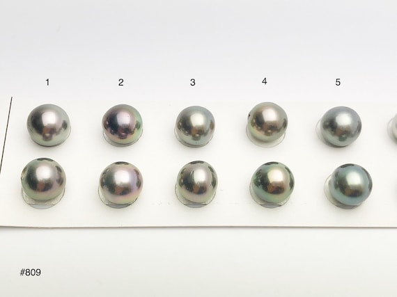 10-10.5mm Tahitian Pearls Round, AAA, Loose Matched Pairs 10mm (809)