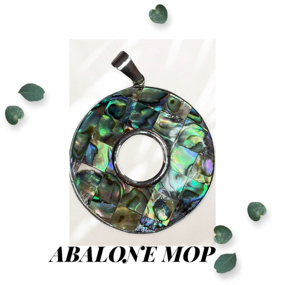 Stunning abalone mother of pearl pendant, sterling silver, SKU#M888