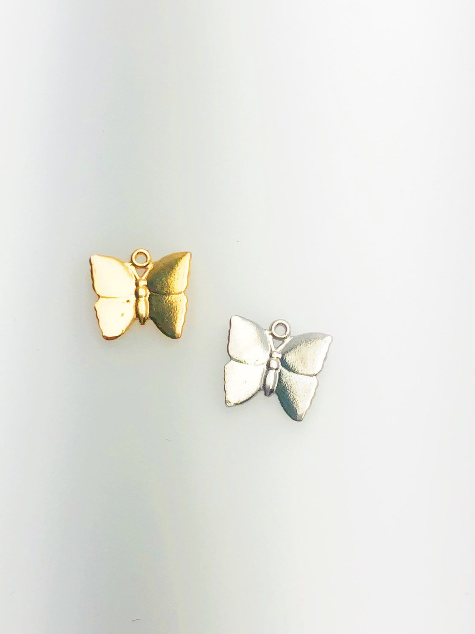 14K Solid Gold Butterfly Charm W/ Ring, 8.8x8.7mm, Made in USA L21 Etsy