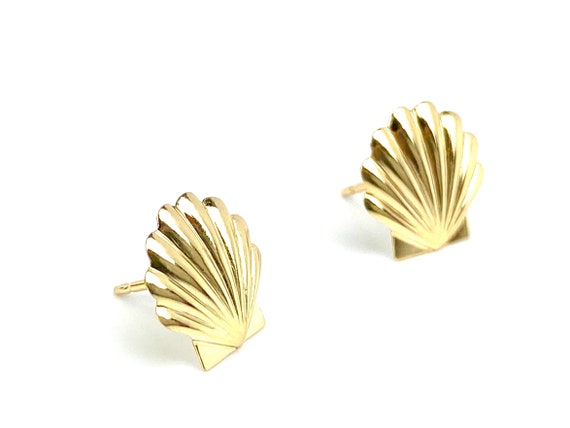 14KGF Seashell Studs , Sku#E51-4