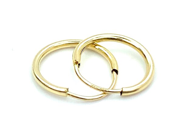 14K Solid Gold Small Hoop Earrings , Sku#2175