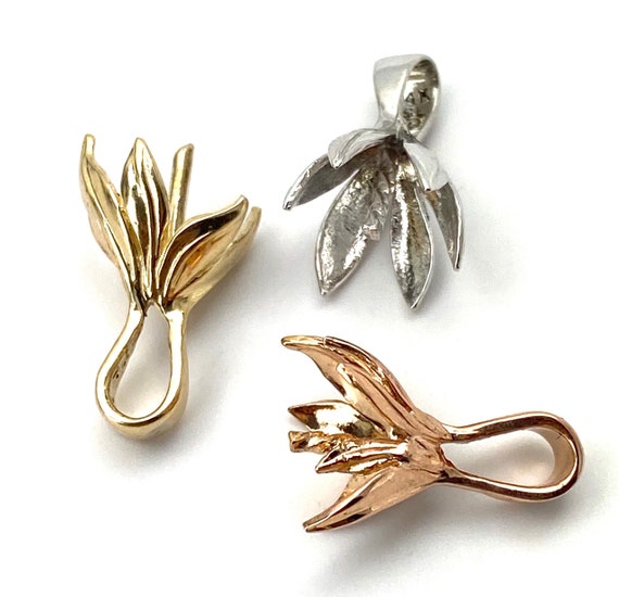 14K solid white gold, yellow gold and rose gold bail, SKU# TP-041