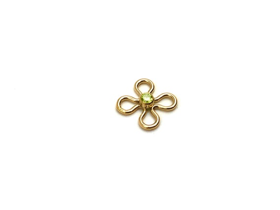 14KGF LIME green cubic Zirconia ,  flower connector , 14K gold fill , Sku #4008358B2MB