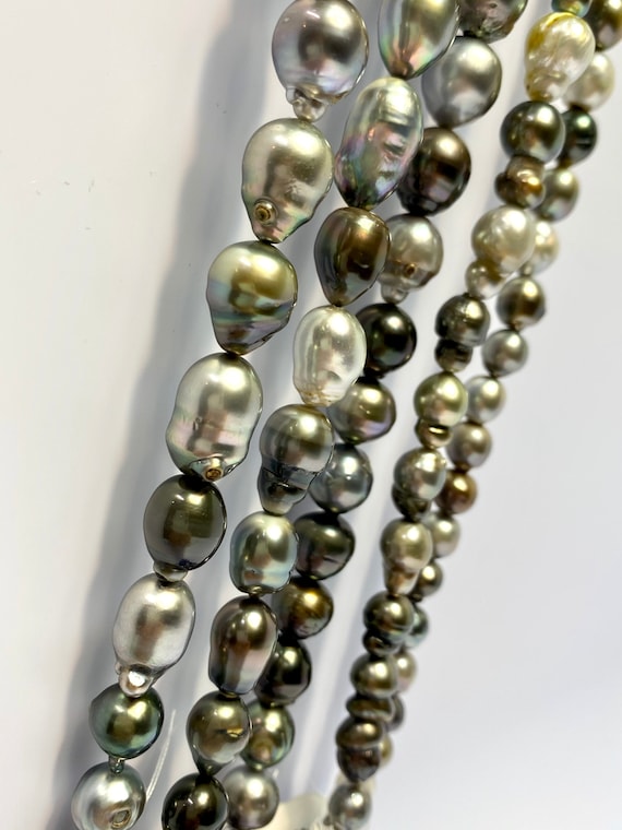 13mm Beautiful and Unique Tahitian Pearl Strands, Medium Pearls, 100% Natural Color