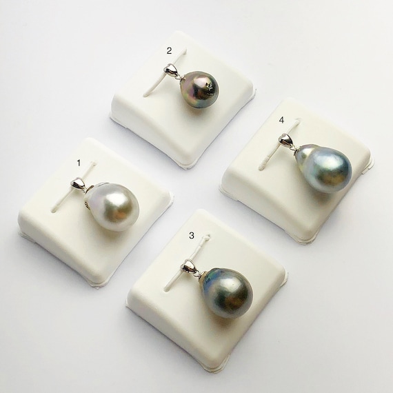 12-14mm Tahitian Pearl Pendants on 925 Sterling Silver (496 No. 1-4)